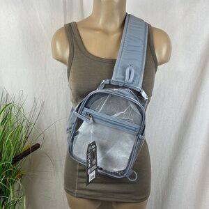 Eastsport Gray & Clear Stadium Adjustable Sling Bag NEW
